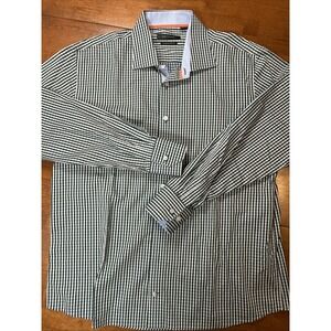 Levinas Button Down Shirt Men's Size XL Green Gingham Check